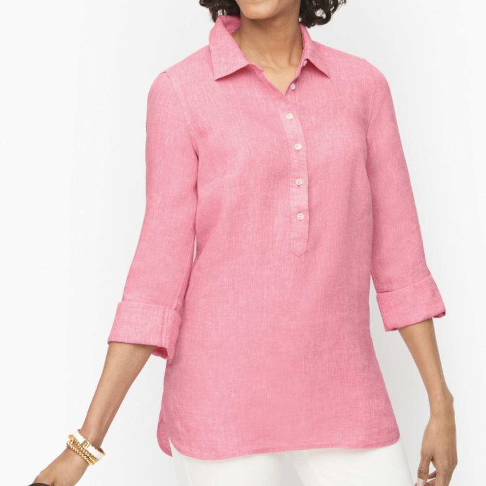nwt SARA CAMPBELL linen tab front tunic top M